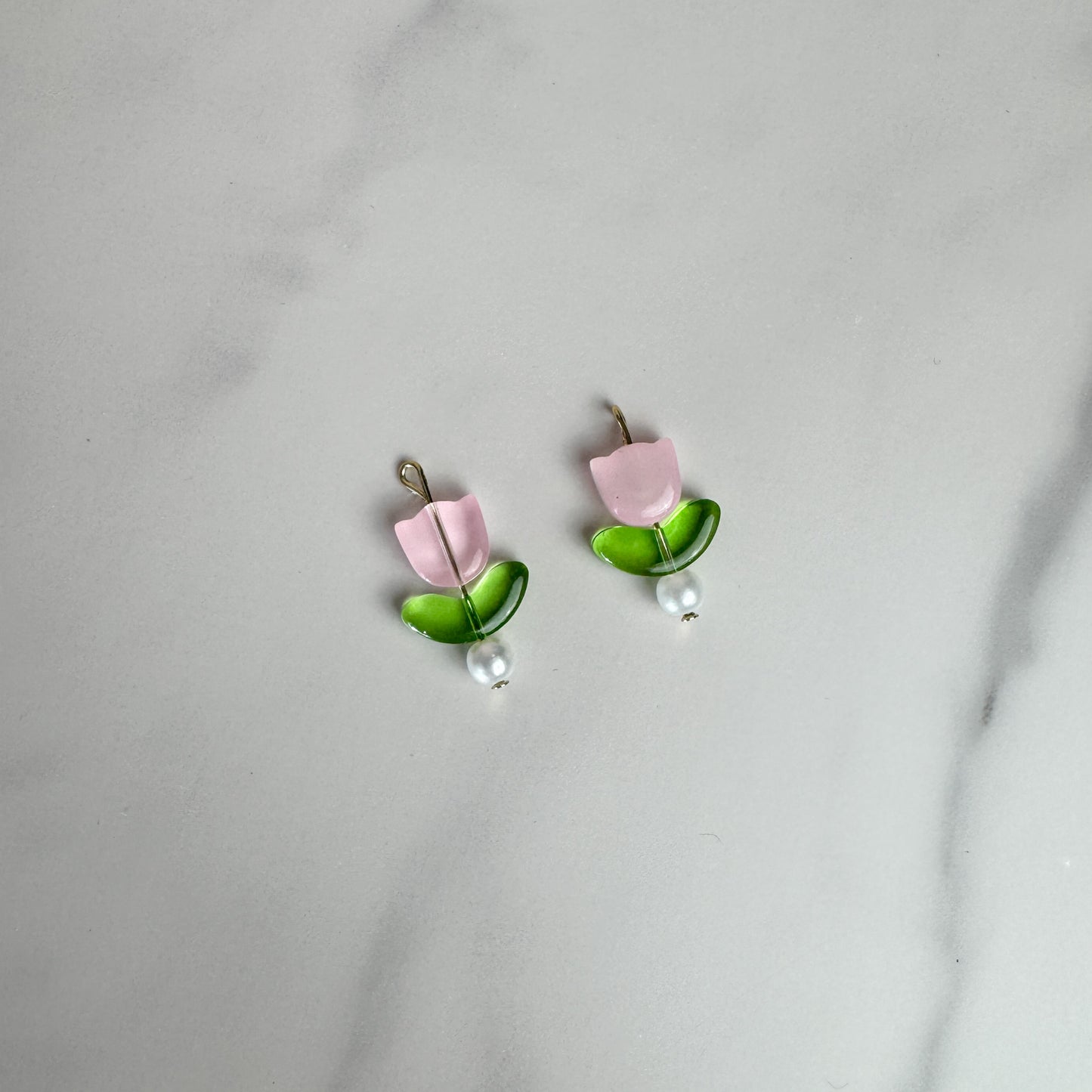 Pink Tulip Pearl Charm