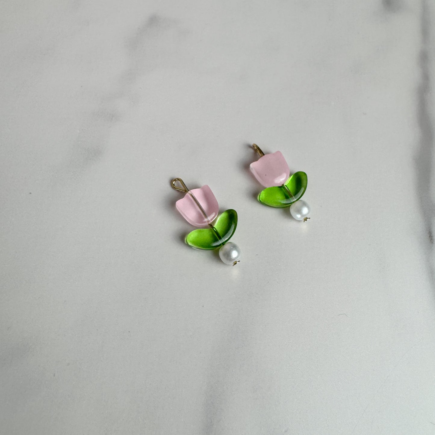 Pink Tulip Pearl Charm