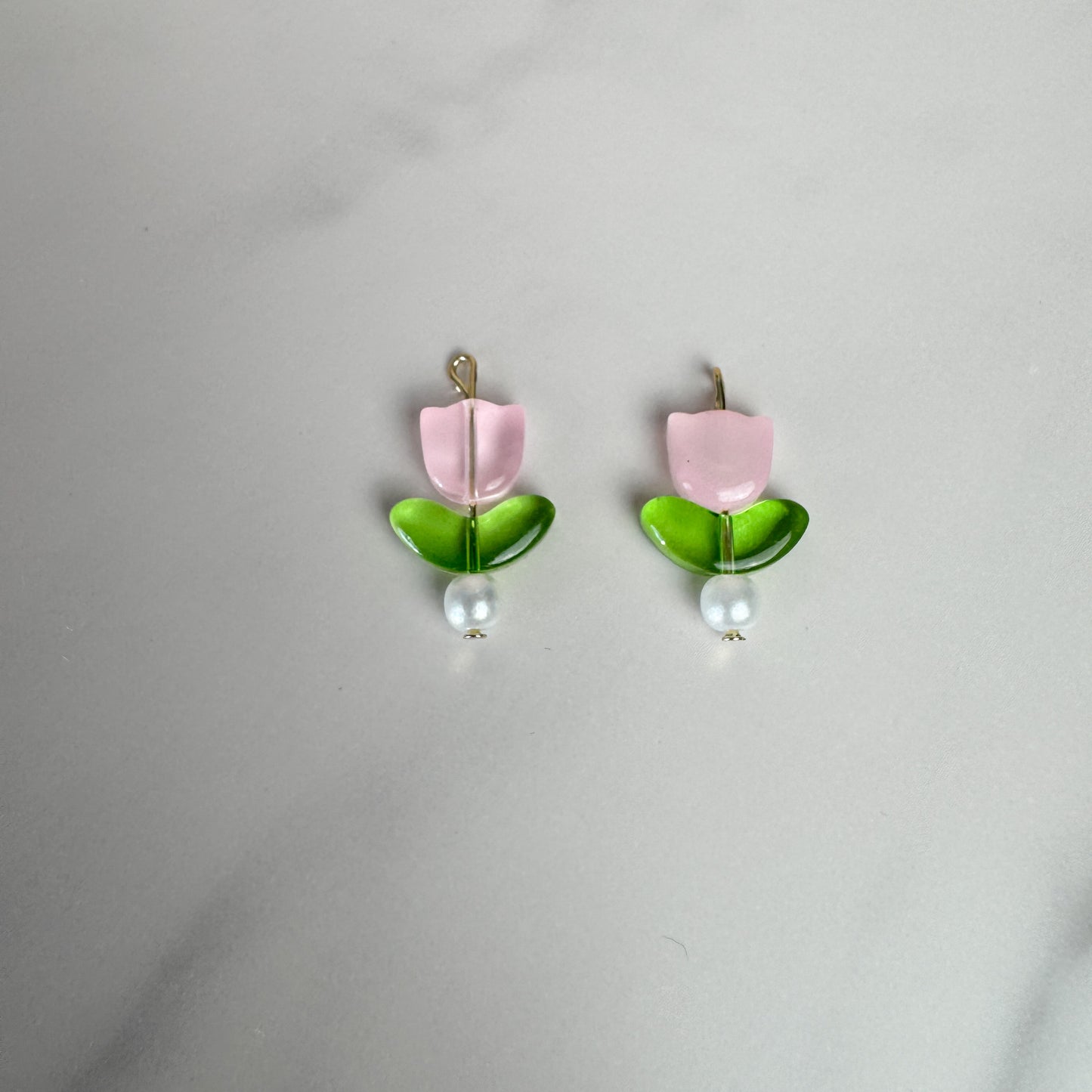 Pink Tulip Pearl Charm