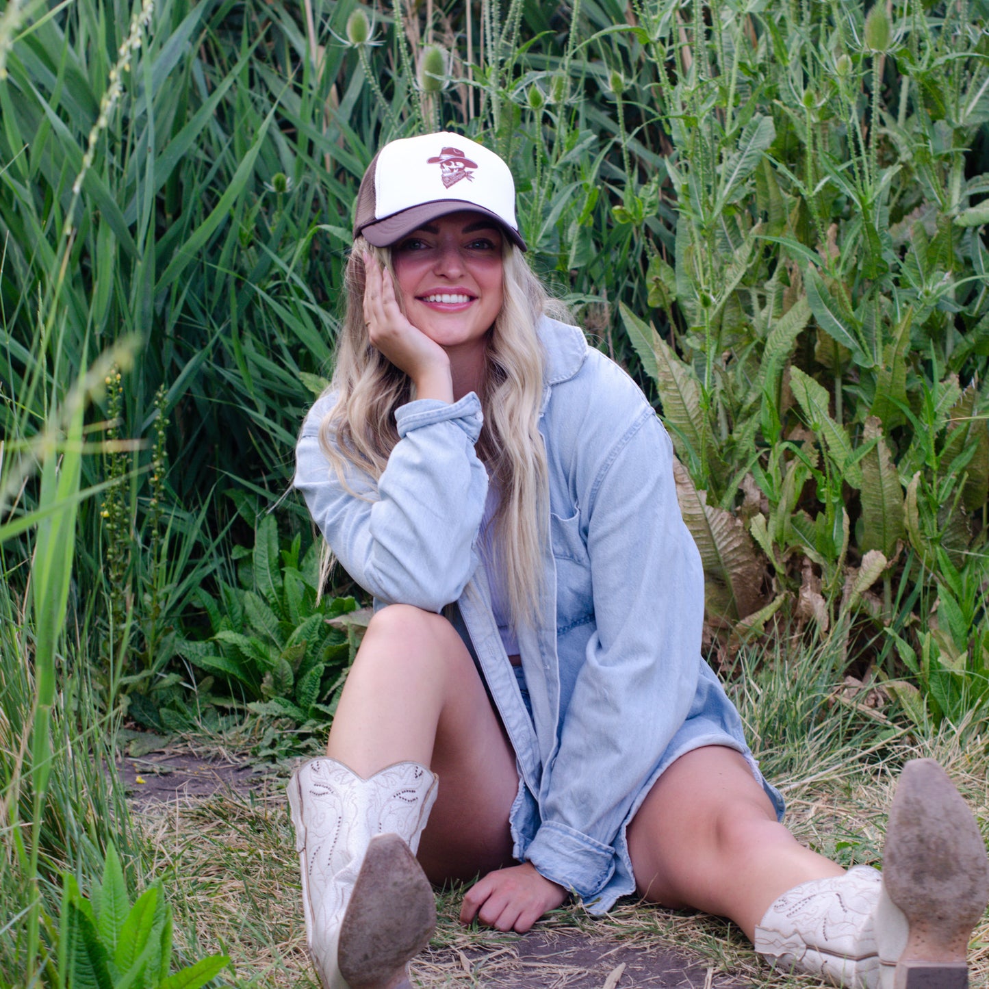 Cowboy Skeleton Brown/White Hat