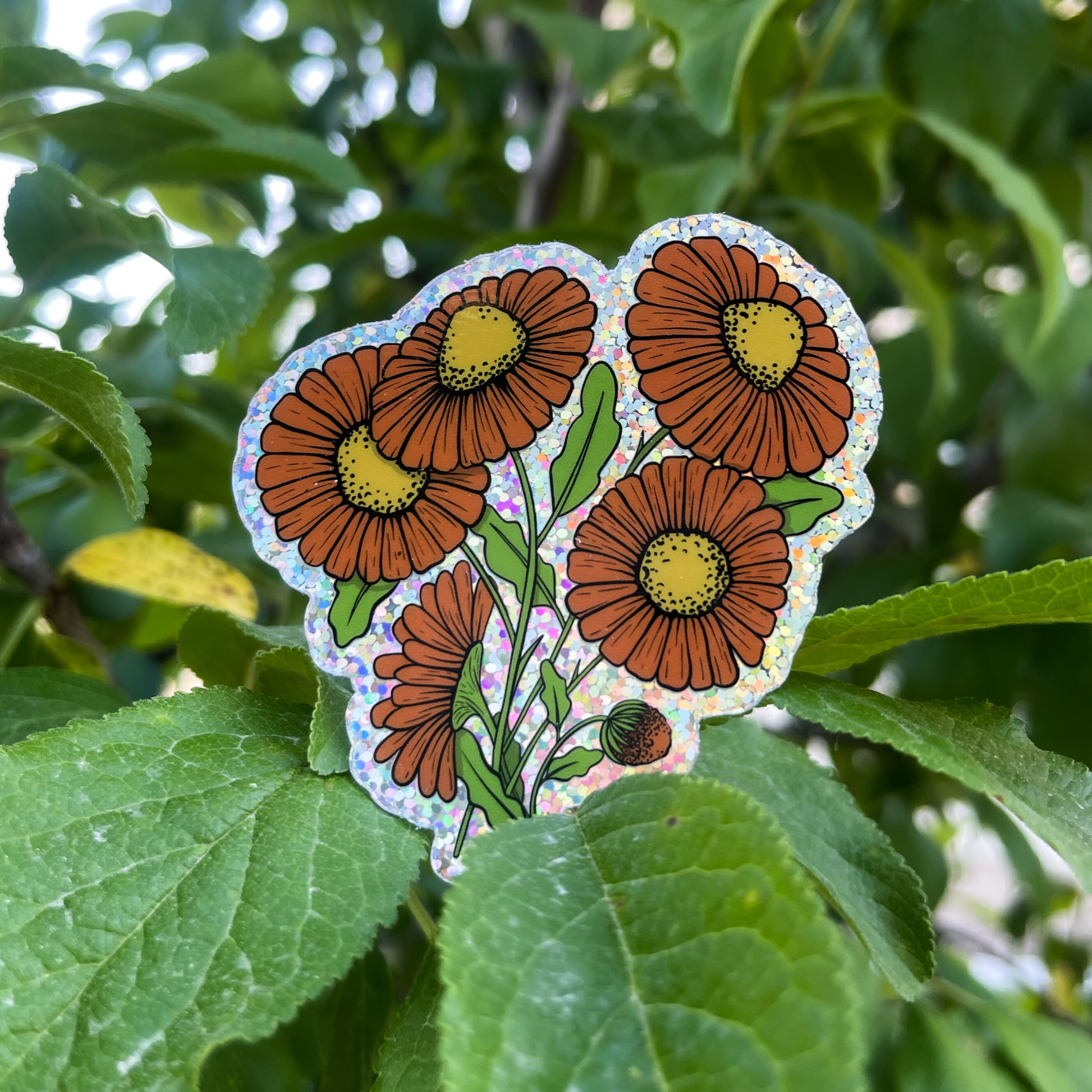 glitter marigold sticker