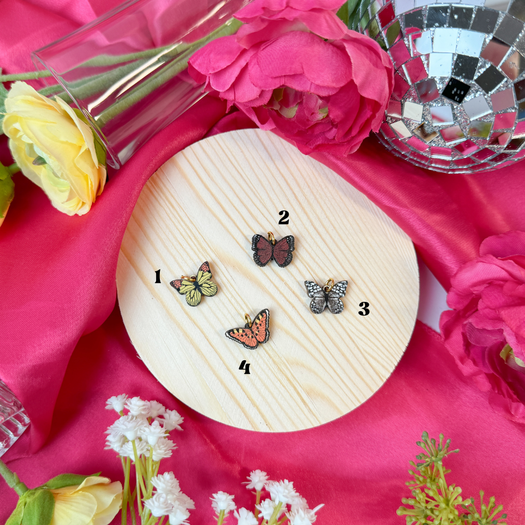 Wood Butterfly Charms