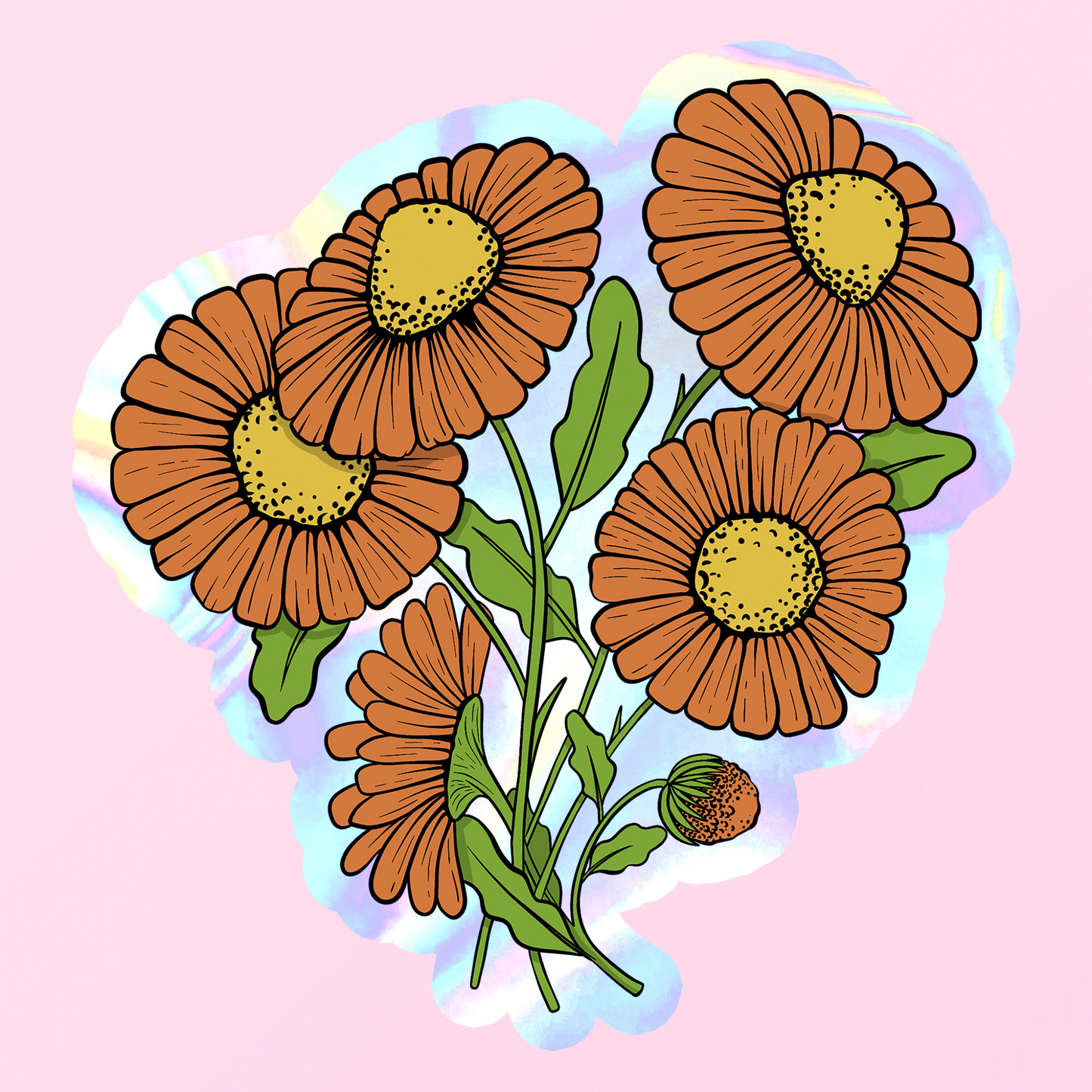 glitter marigold sticker