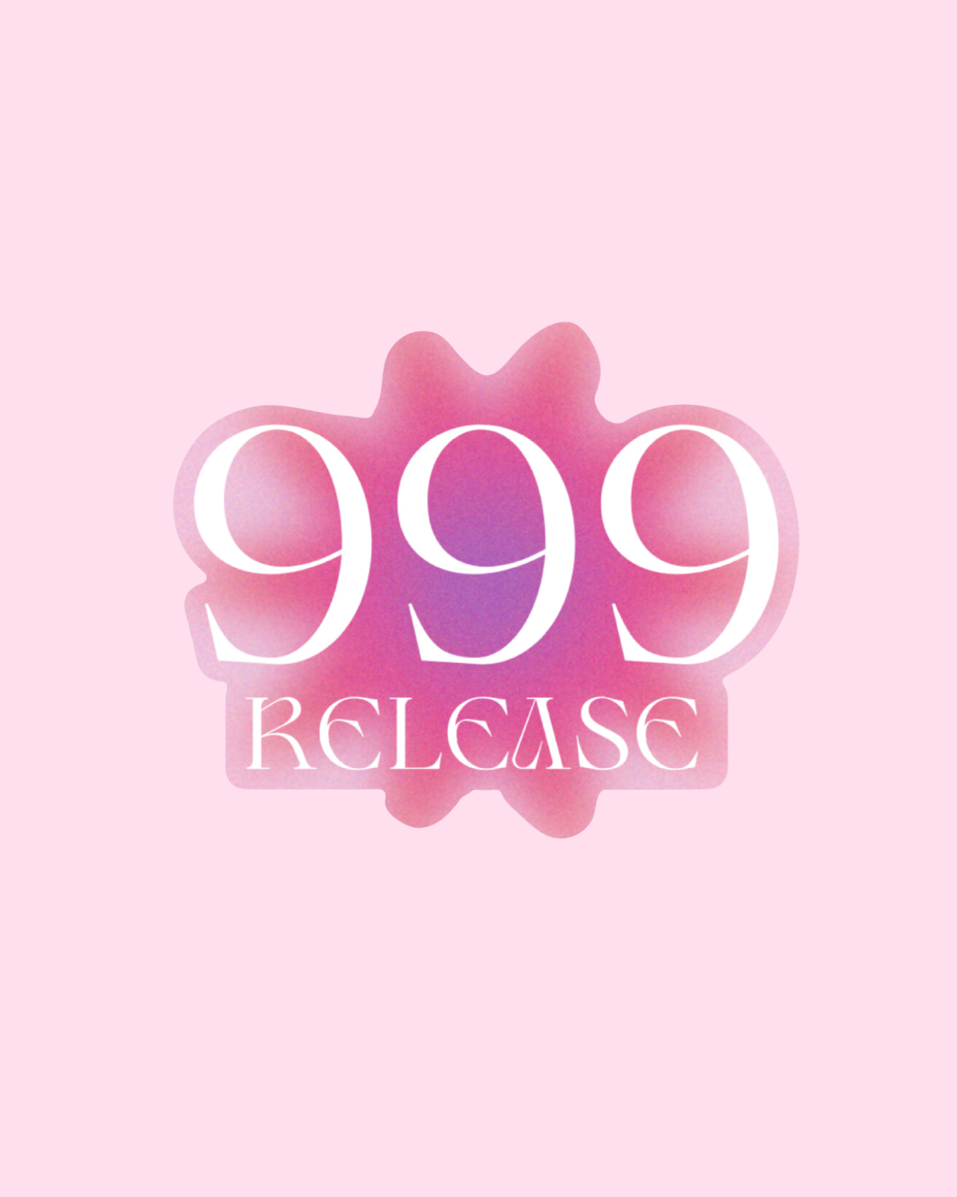 999 Pink and white release sticker