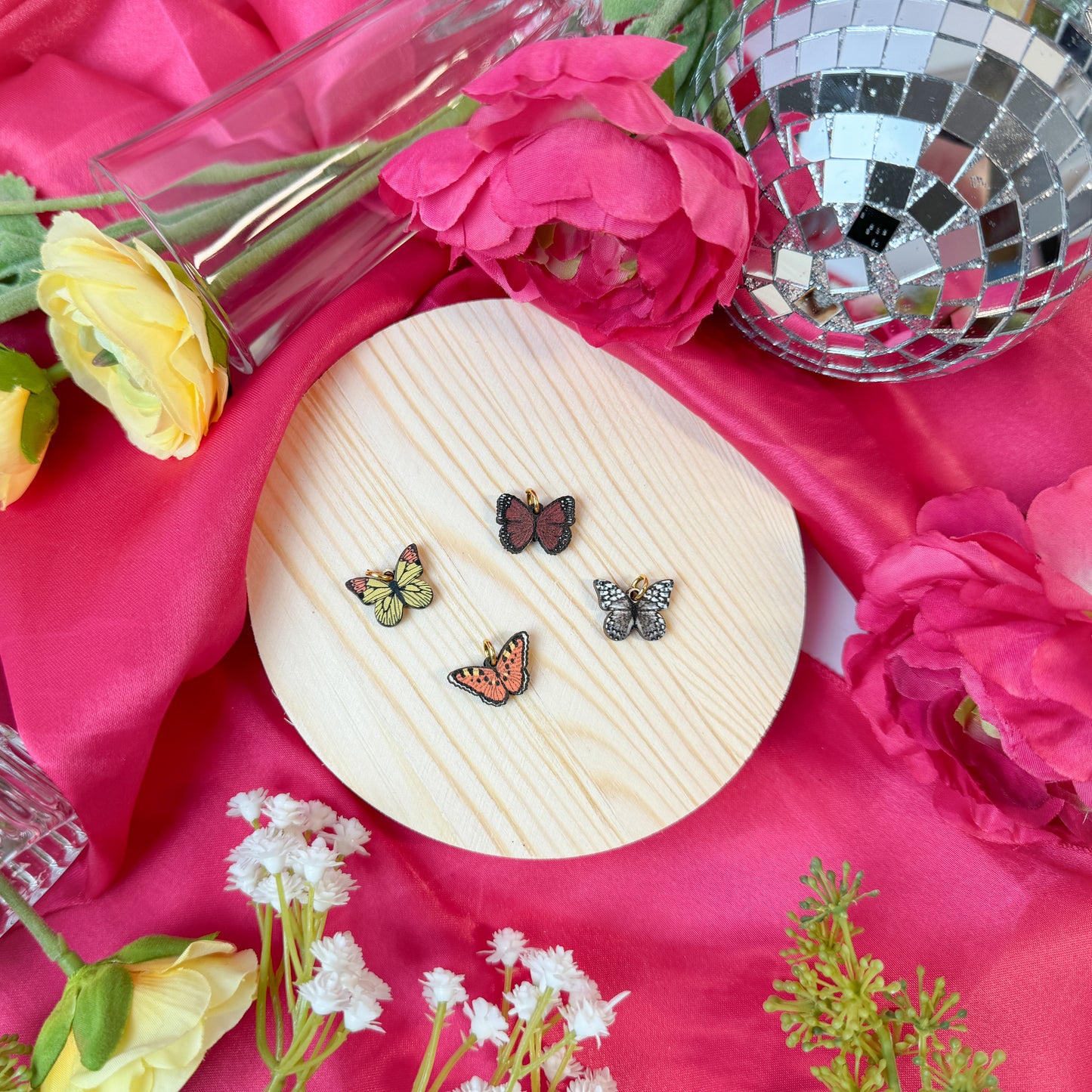 Wood Butterfly Charms