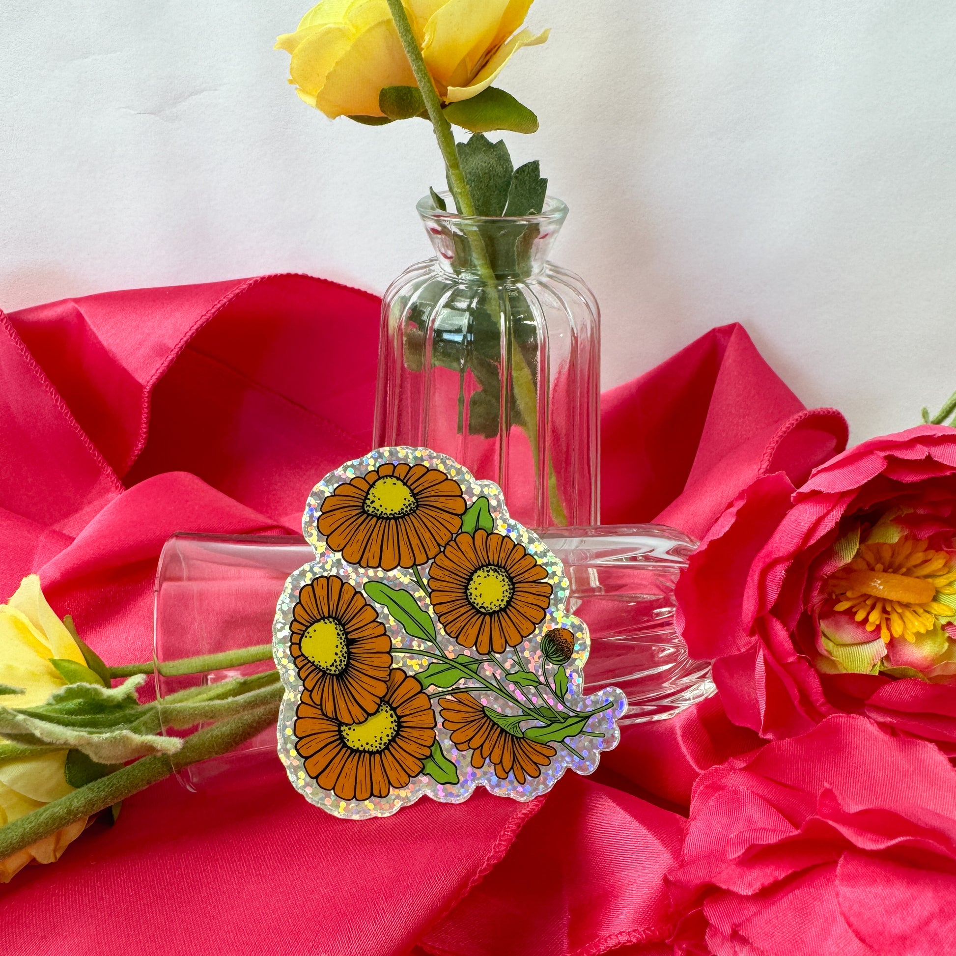 glitter marigold sticker