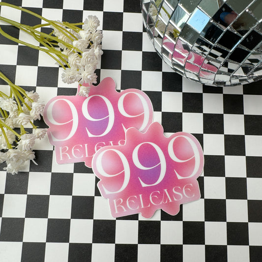 999 angel number pink sticker