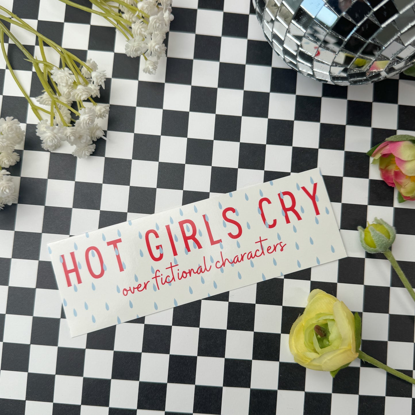 hot girls cry bookmark with rain drops