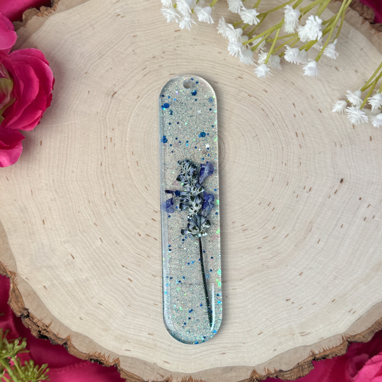 Luna Blue Floral Bookmark