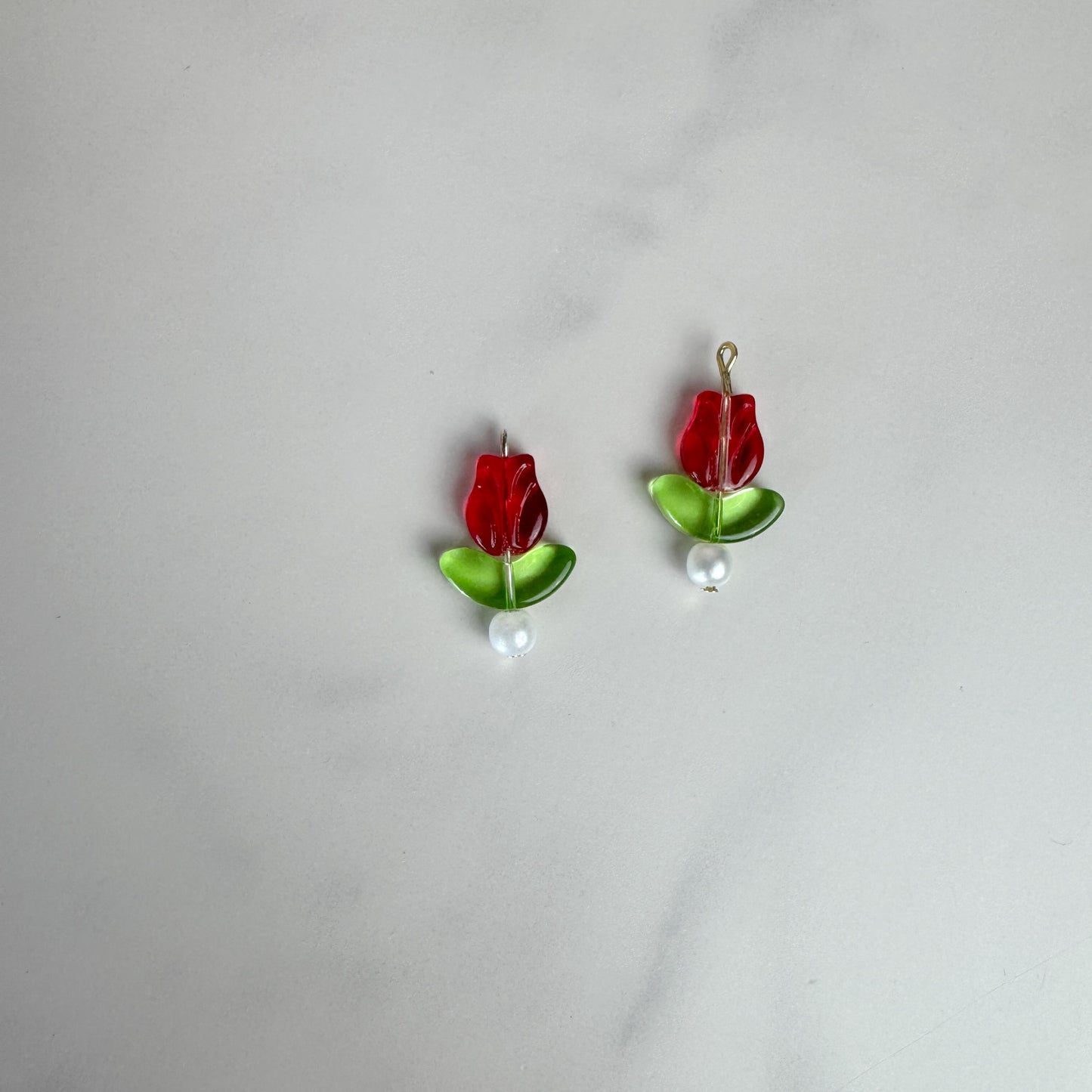 Red Tulip Pearl Charm