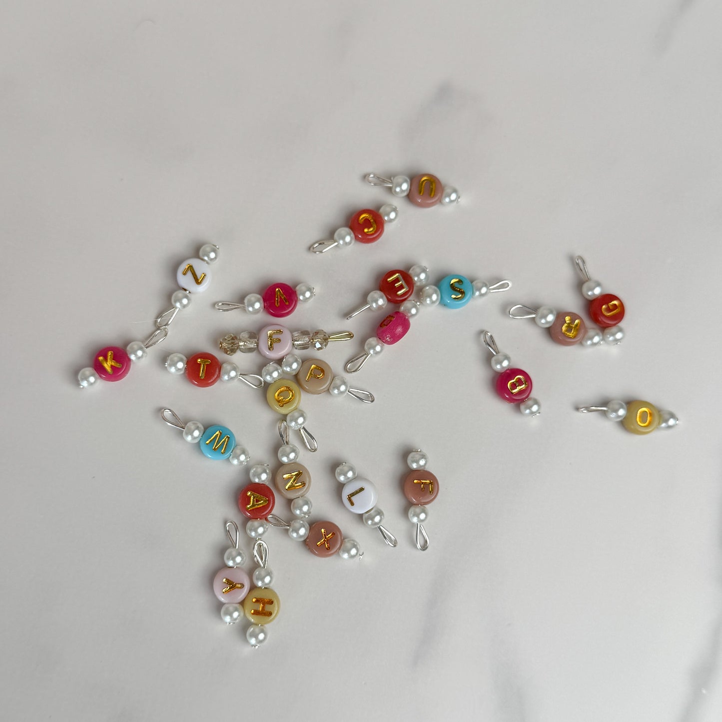 Colorful Pearl Letter Charm