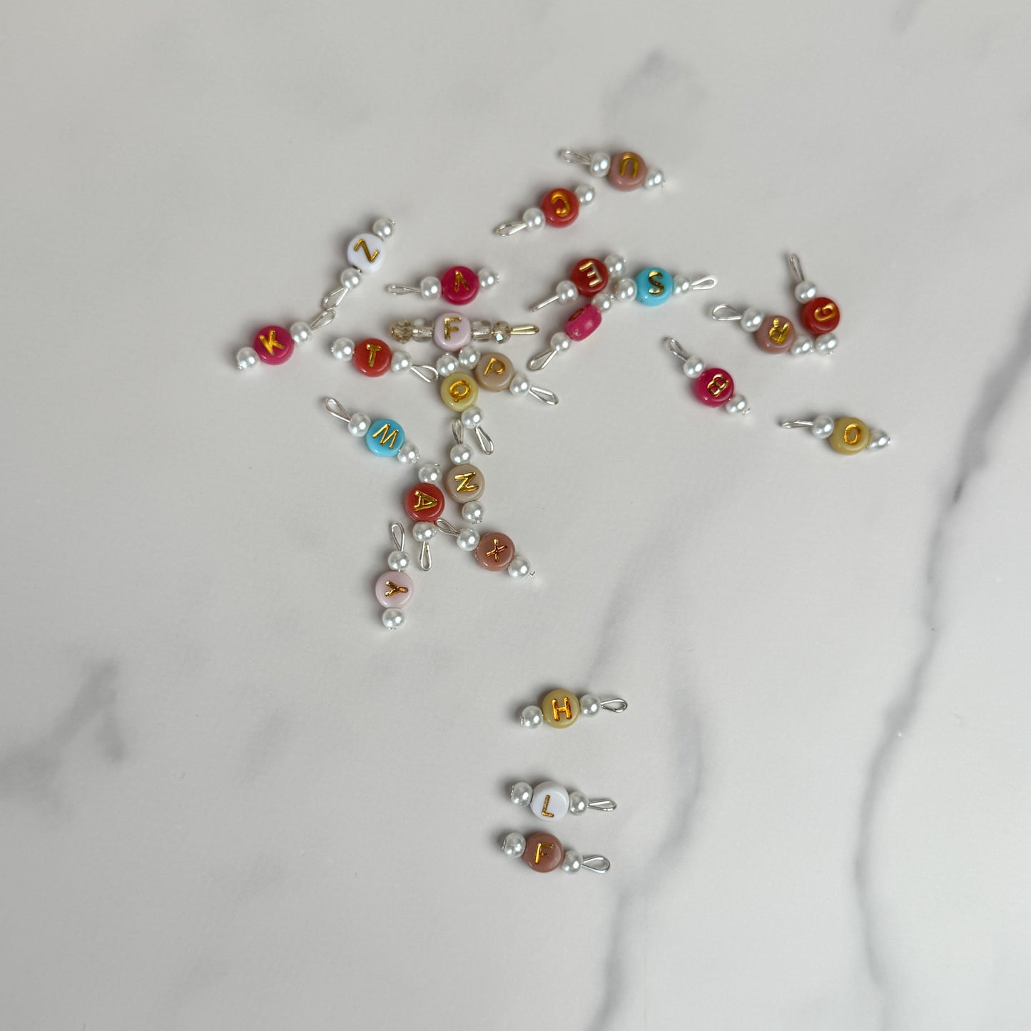 Colorful Pearl Letter Charm