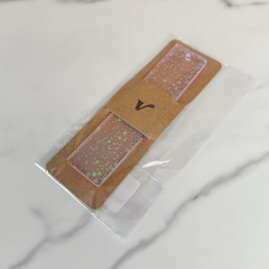 Dripping Pink Resin Bookmark (Rectangle)