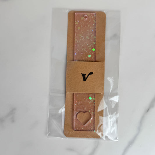 Dripping Pink Resin Bookmark (Heart)