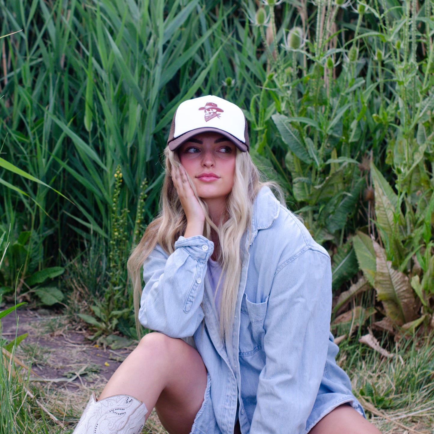 Cowboy Skeleton Brown/White Hat