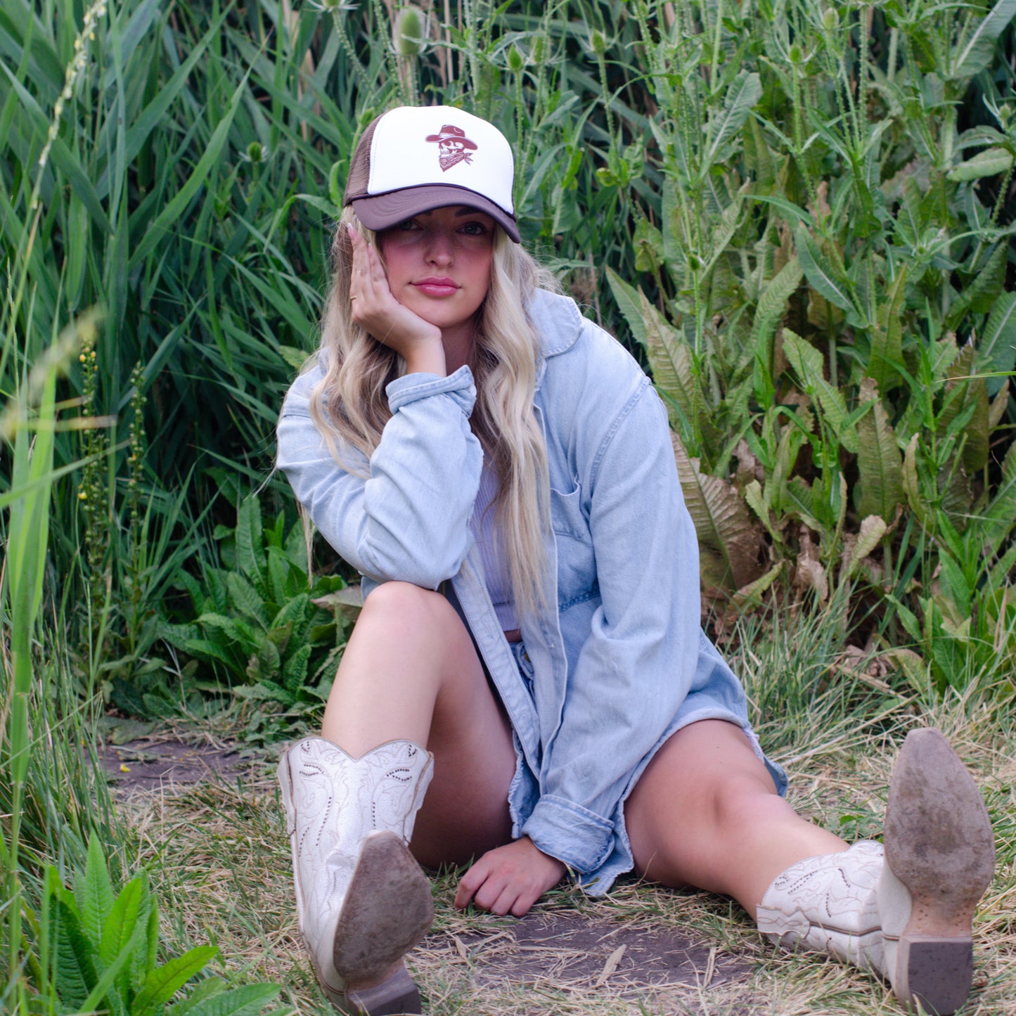Cowboy Skeleton Brown/White Hat