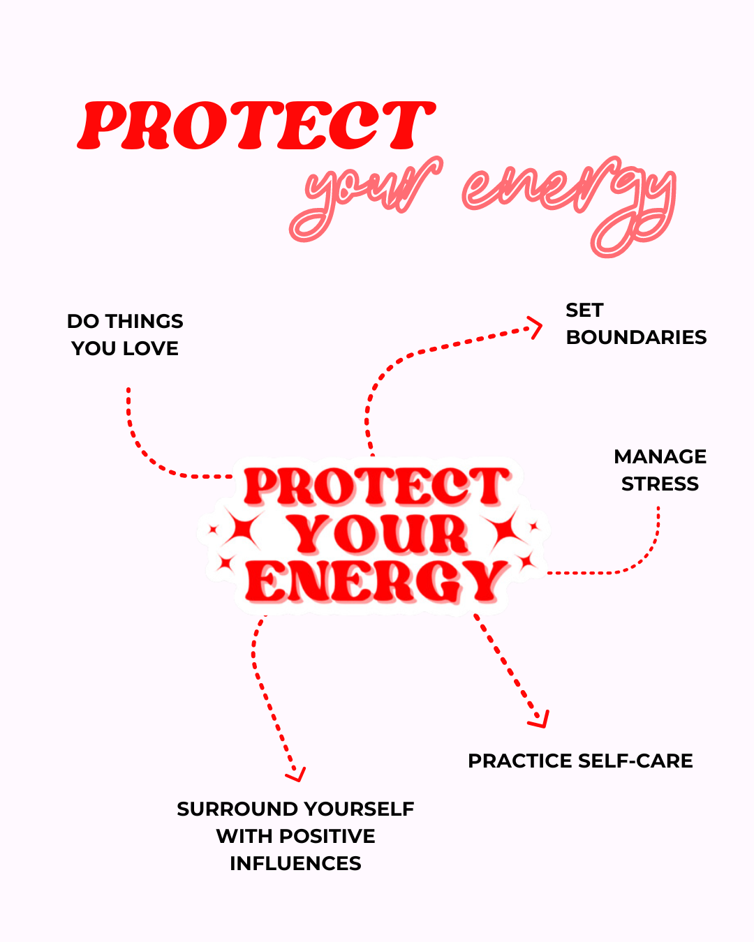 red and white protect your energy sticker